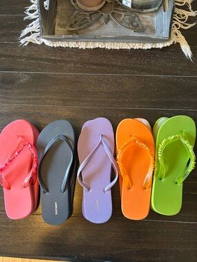 Colorful Assorted Women's Flip Flop Set - Pink, Black, Purple, Orange, Green